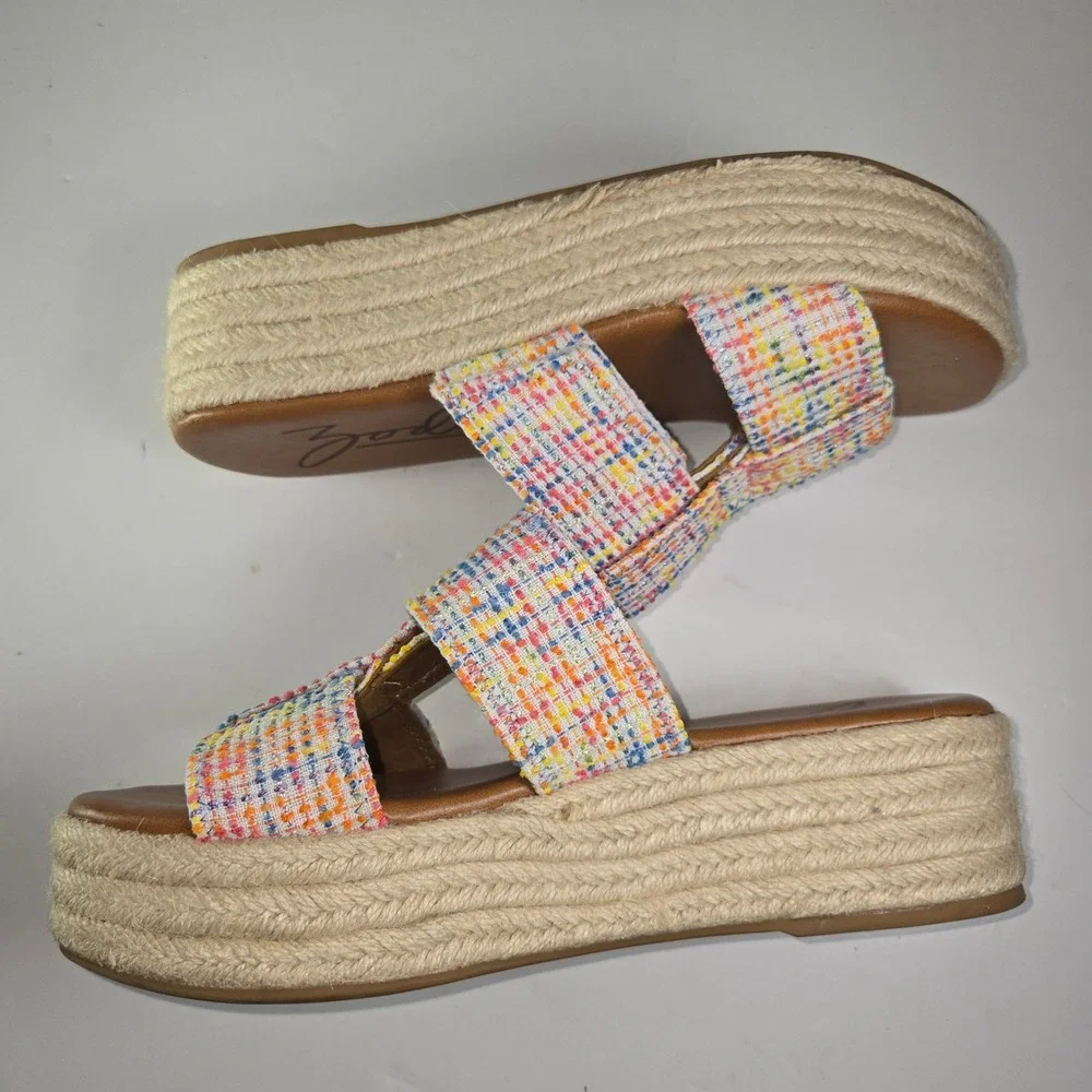 Zodiac Women's Multicolor Tweed Espadrille Platform‎ Wedge Sandals Size 9